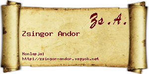 Zsingor Andor névjegykártya